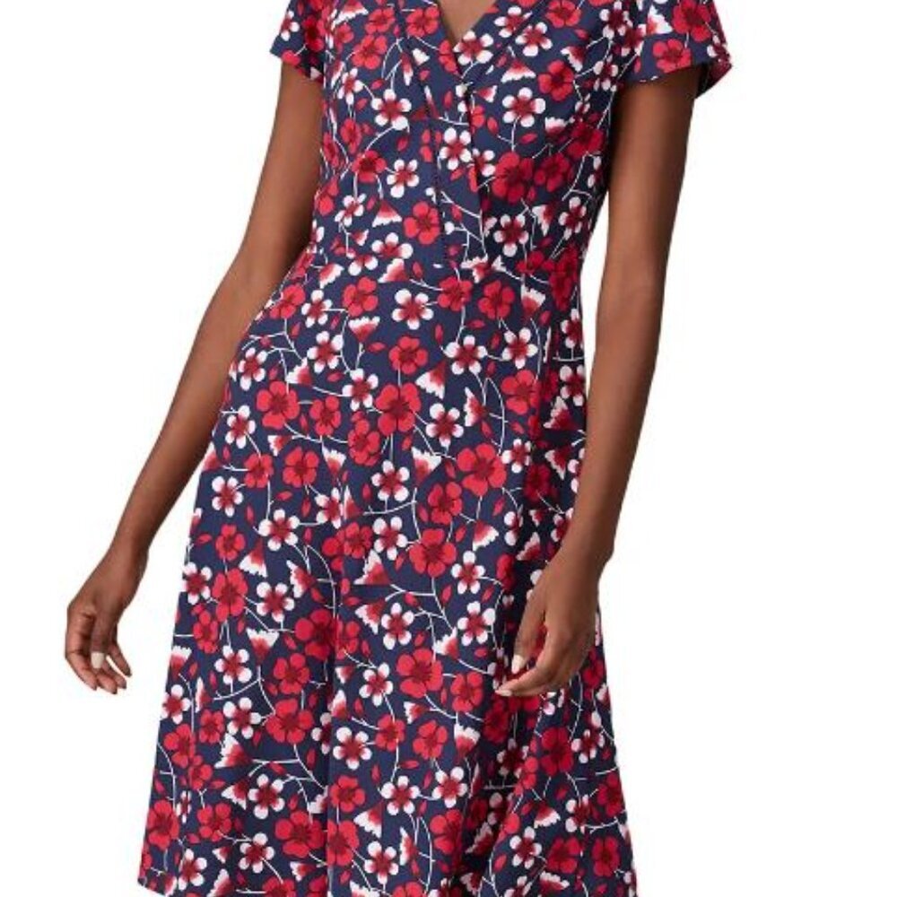 Draper James Red and White Floral Midi Dress
